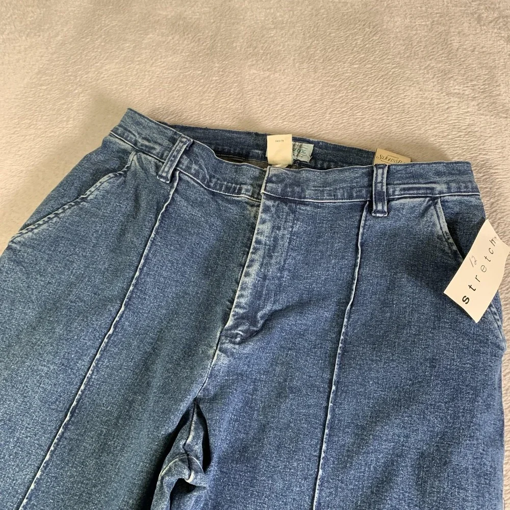 Vintage St Johns Bay Jeans Womens 12 Blue Stonewash High Rise Straight 30x31 NEW